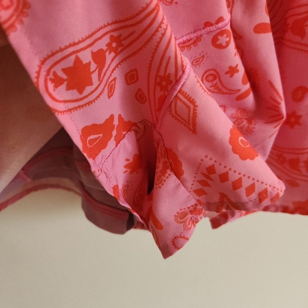 Offline By Aerie Running Shorts Pink Orange Paisley Flowy Small S - Picture 7 of 8